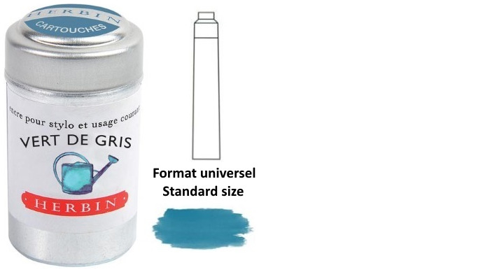 J.Herbin Ink cartridge, The Jewel of Inks series Gray-Green ink (Vert de gris)