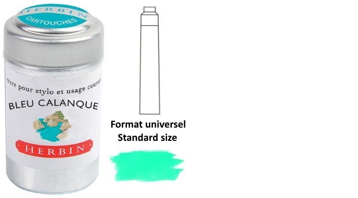 J.Herbin Ink cartridge, The Jewel of Inks series Blue-Green ink (Bleu calanque)