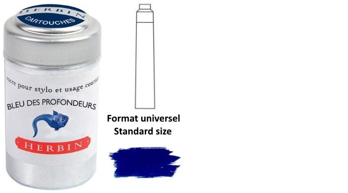 J.Herbin Ink cartridge, The Jewel of Inks series Dark blue ink (Bleu des profondeurs)