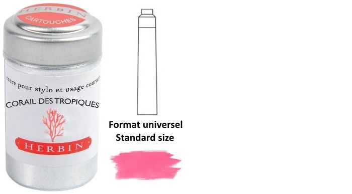 J.Herbin Ink cartridge, The Jewel of Inks series Coral ink (Corail des tropiques)