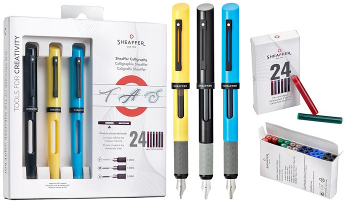 Sheaffer Set, Calligraphy series (Maxi kit) - Black, Yellow, Blue  
