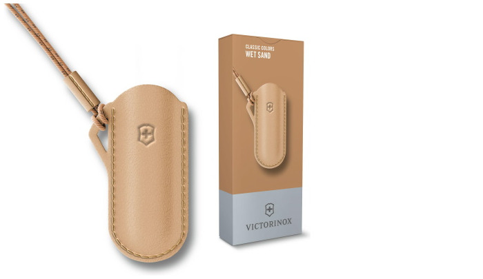 Victorinox pouch, Classic Colors series Brown (leather pouch - Wet Sand)