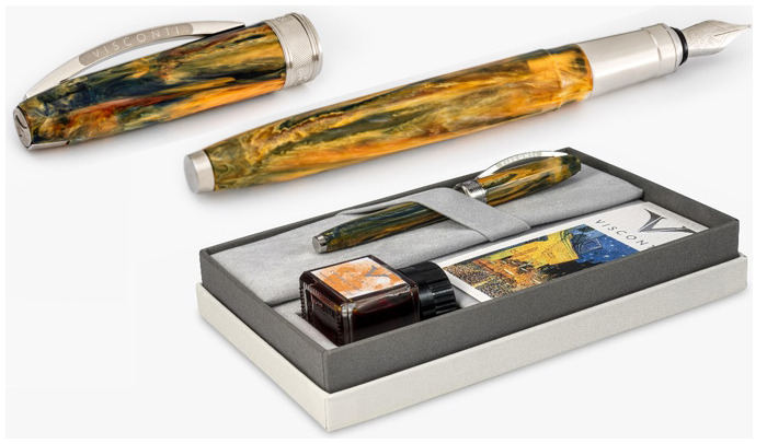 Visconti Fountain pen set, Van Gogh series Yellow-Orange (Cafè Terrace at Night - with ink bottle)