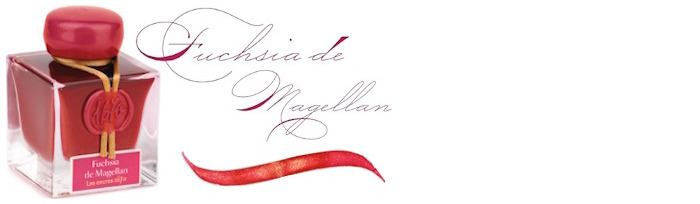 Jacques Herbin Ink bottle, 1670 Inks series Fuchsia de Magellan (with gold flecks)