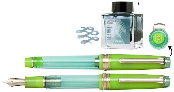 Sailor Fountain pen, Pro Gear Slim Manyo Fountain Pen #2 Special Edition series Grass (14kt nib)