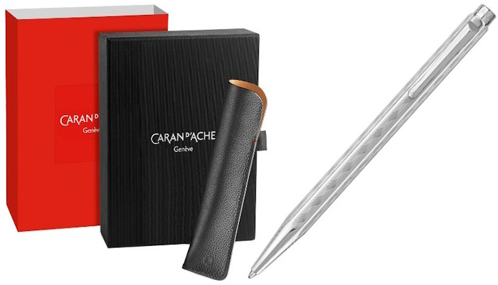 Caran d'Ache Ballpoint pen & pouch set, Écridor Tressé Special Edition series Platinum