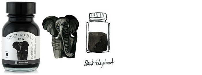 Octopus Fluids Ink bottle, Write & Draw Ink series Black ink (Elephant) - 50ml