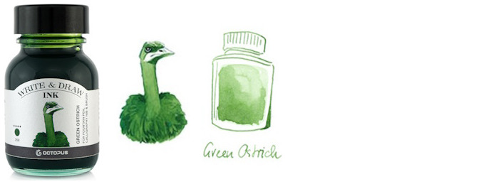 Octopus Fluids Ink bottle, Write & Draw Ink series Green ink (Ostrich) - 50ml