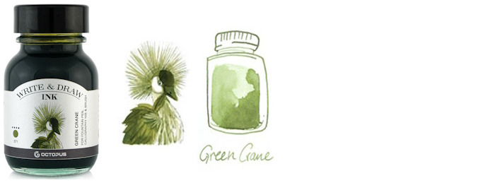 Octopus Fluids Ink bottle, Write & Draw Ink series Green ink (Crane) - 50ml