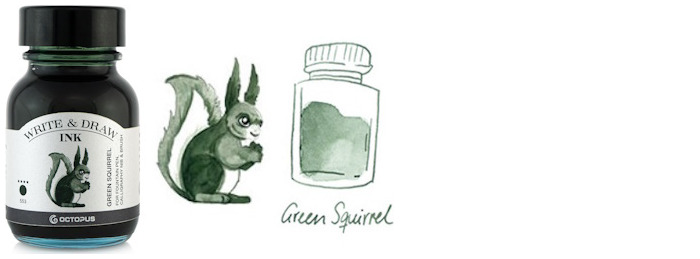 Octopus Fluids Ink bottle, Write & Draw Ink series Green ink (Squirrel) - 50ml