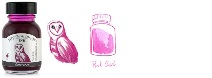 Octopus Fluids Ink bottle, Write & Draw Ink series Pink ink (Owl) - 50ml