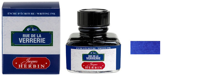 Jacques Herbin Ink bottle, Paris Collection series Bleu Verrerie ink - 30ml
