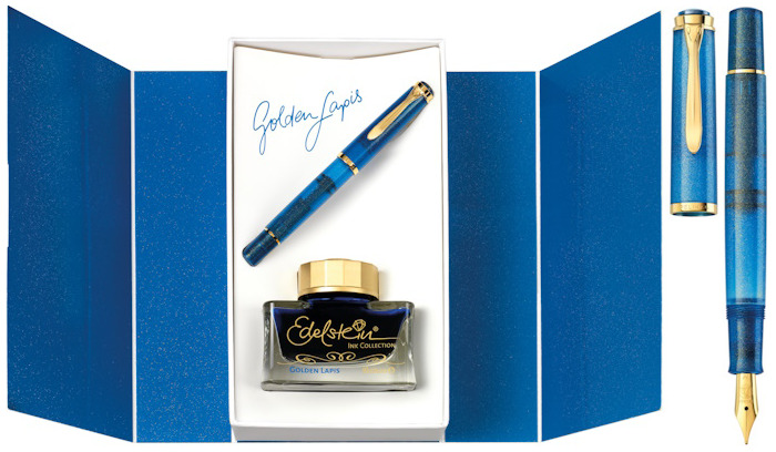 Pelikan Fountain pen set, Classic M200 Golden Lapis Special Edition series