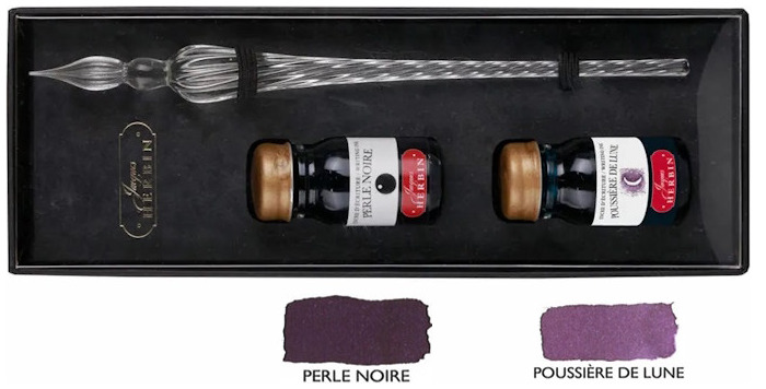 Jacques Herbin Glass pen & ink bottles set Transparent