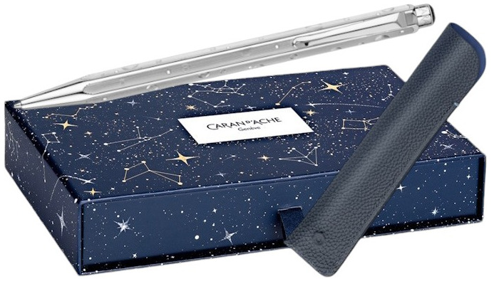 Caran d'Ache Ballpoint pen & pouch set, Ecridor Cosmic Blue Special Edition series - Platinum