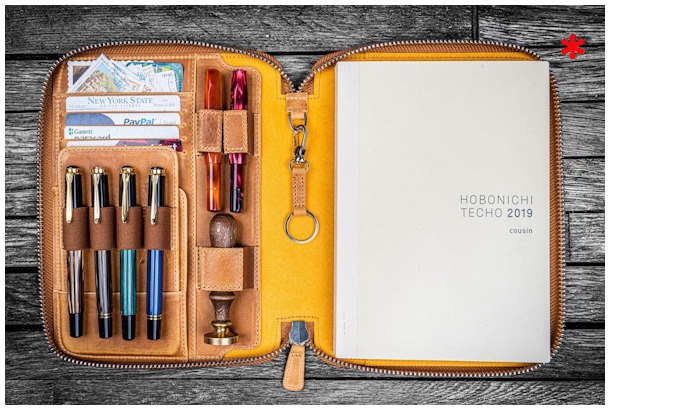 Galen Leather Co. Pouch, Leather Zippered A5 Notebook Folio series Crazy Horse Honey Ocher