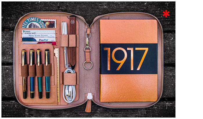 Galen Leather Co. Pouch, Leather Zippered A5 Notebook Folio series Undyed