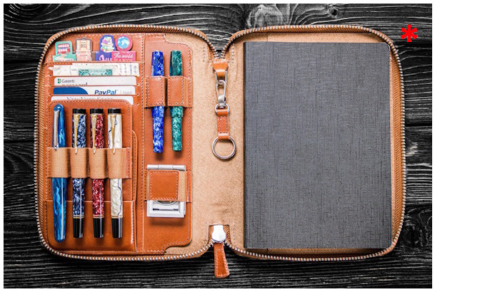 Galen Leather Co. Pouch, Leather Zippered A5 Notebook Folio series Brown