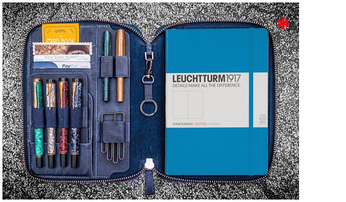 Galen Leather Co. Pouch, Leather Zippered A5 Notebook Folio series Crazy Horse Navy Blue