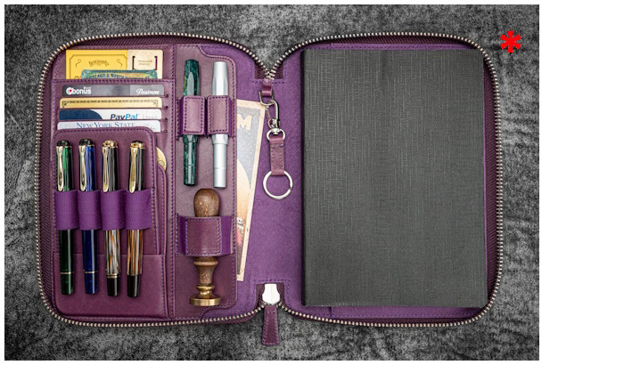 Galen Leather Co. Pouch, Leather Zippered A5 Notebook Folio series Purple