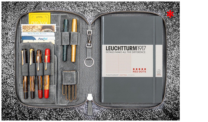 Galen Leather Co. Pouch, Leather Zippered A5 Notebook Folio series Crazy Horse Smoky