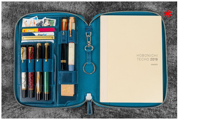 Galen Leather Co. Pouch, Leather Zippered A5 Notebook Folio series Crazy Horse Ocean Blue