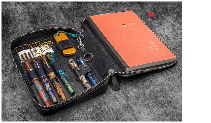 Galen Leather Co. Pouch, Expansi-Folio Leather Wide A5 Zip series Black