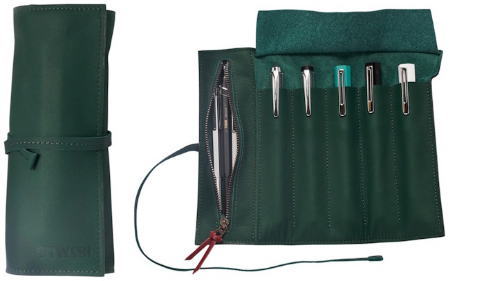 TWSBI Pen pouch, Leather Roll Case series Forest green
