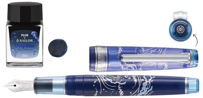 Sailor Fountain pen set, Professional Gear Slim - Plus x Sailor Jellyfish Limited Edition series (14kt nib)