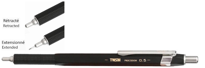 TWSBI Mechanical pencil, Precision series Black (0.5mm - Retractable tip)