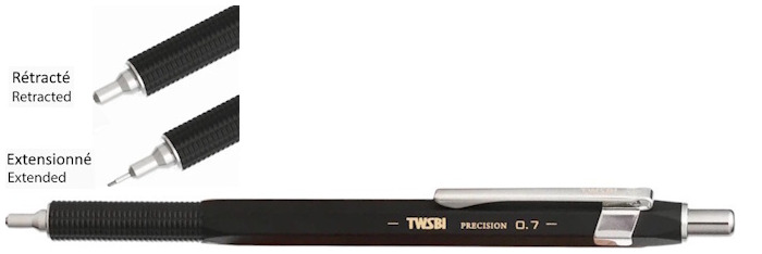 TWSBI Mechanical pencil, Precision series Black (0.7mm - Retractable tip)